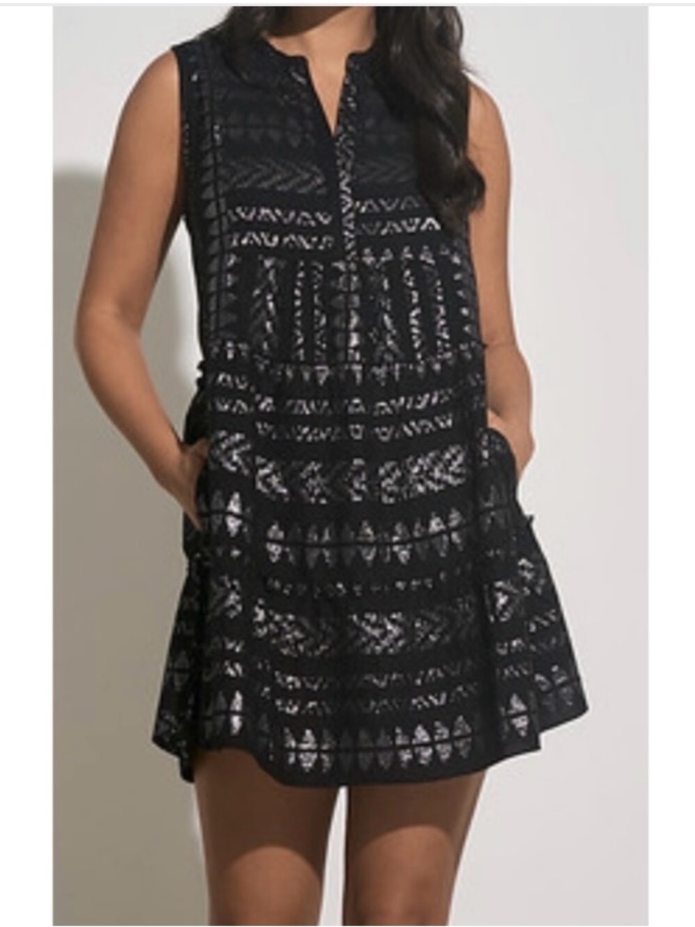 Elan Black Metallic A-Line Dress - M